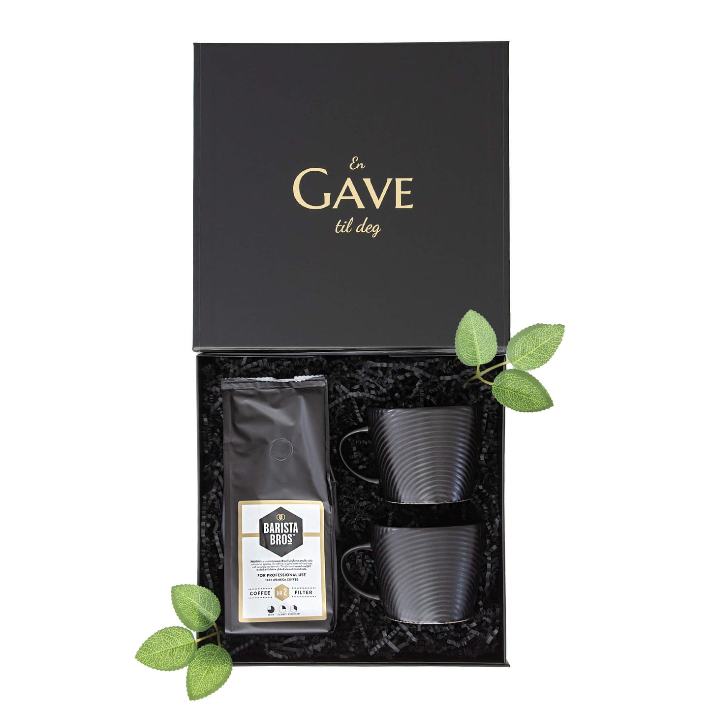 Gave til han og henne med kaffe og hånlagde keramikkopper. Klart til å gis bort i en av Boxit sine signatur gaveesker.