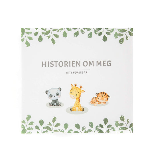 Babyjournalen "Historien om meg" som kan brukes til å dokumentere babyens først år.