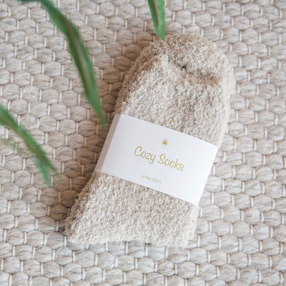 Ultra soft sokker fra cozy socks i beige farge